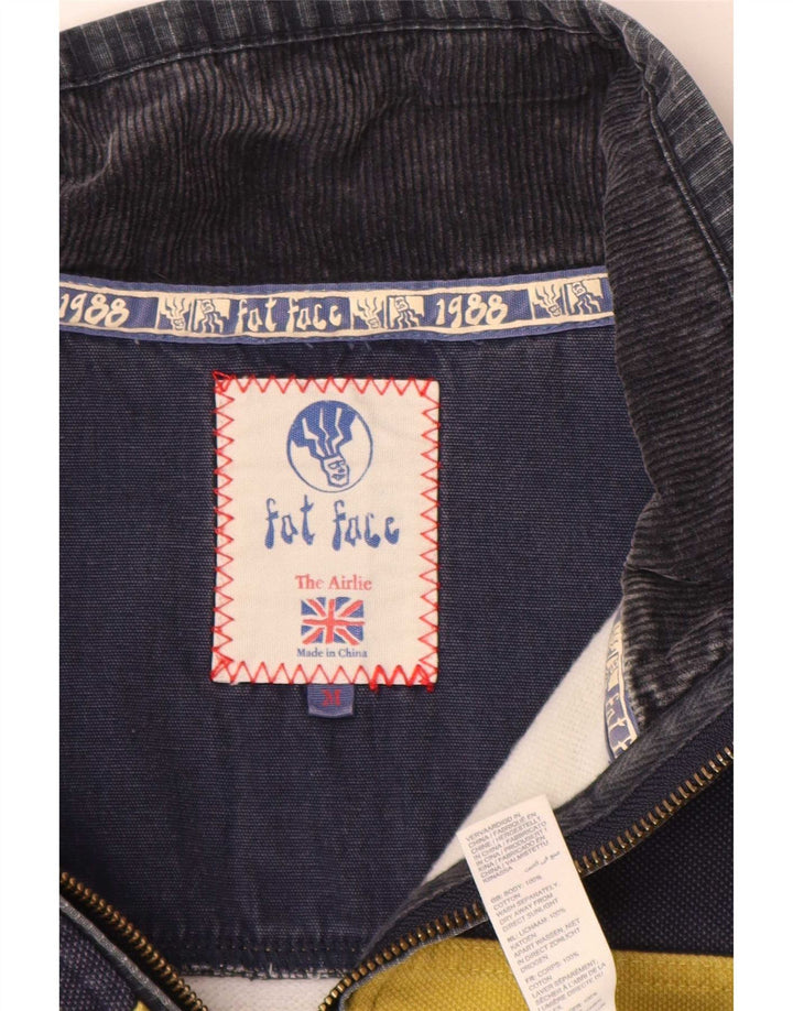 Fat Face Herren-Sweatshirt mit Reißverschluss am Hals, mittlerer Marineblau-Farbblock
