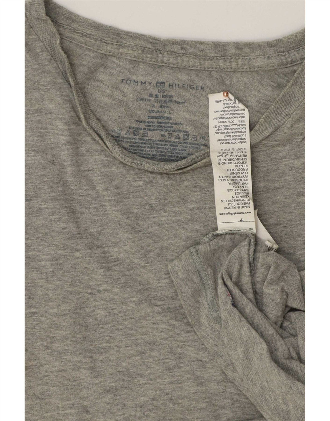 Tommy Hilfiger Herren T-Shirt Top Large Grau Baumwolle