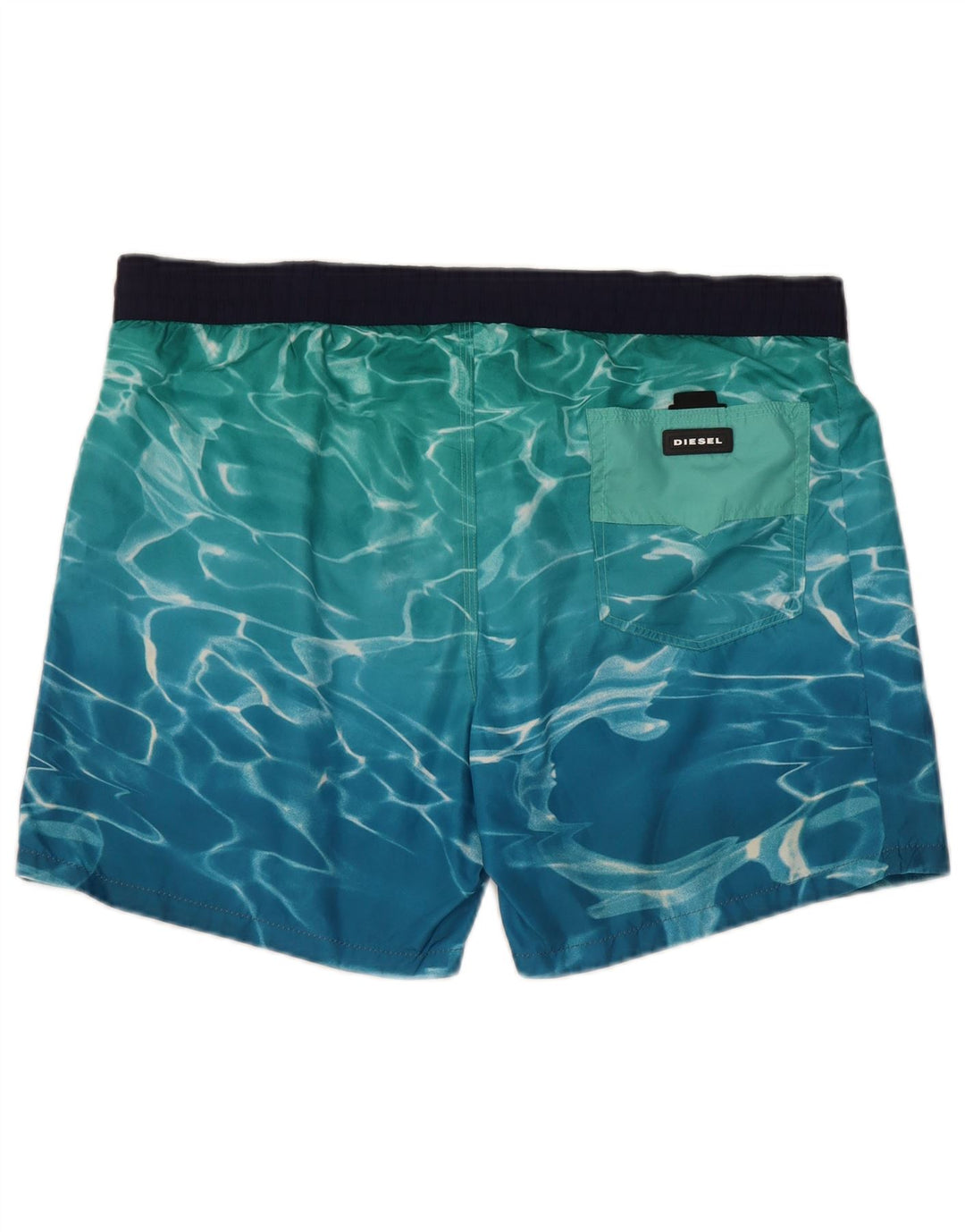 Diesel Herren-Badeshorts mit abstraktem Muster, groß, türkisfarbenes Polyester
