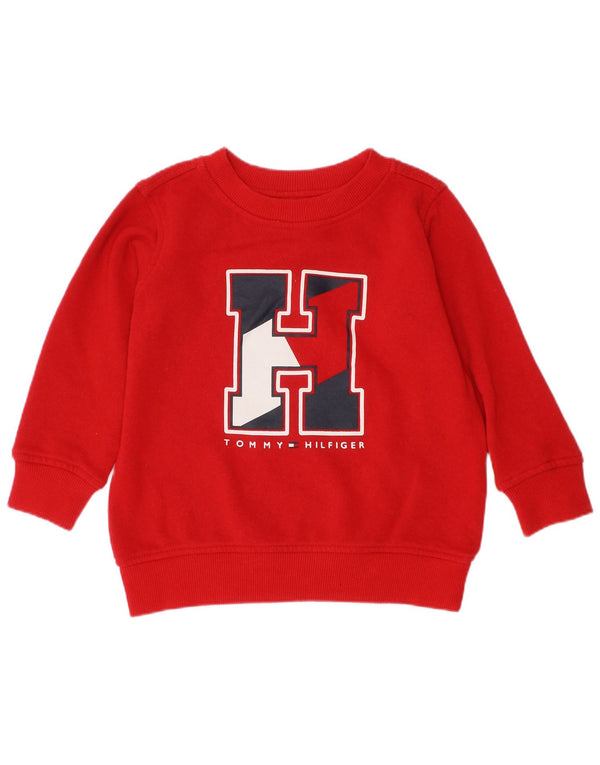Tommy Hilfiger Baby-Mädchen-Sweatshirt mit Grafik, 18–24 Monate, rote Baumwolle