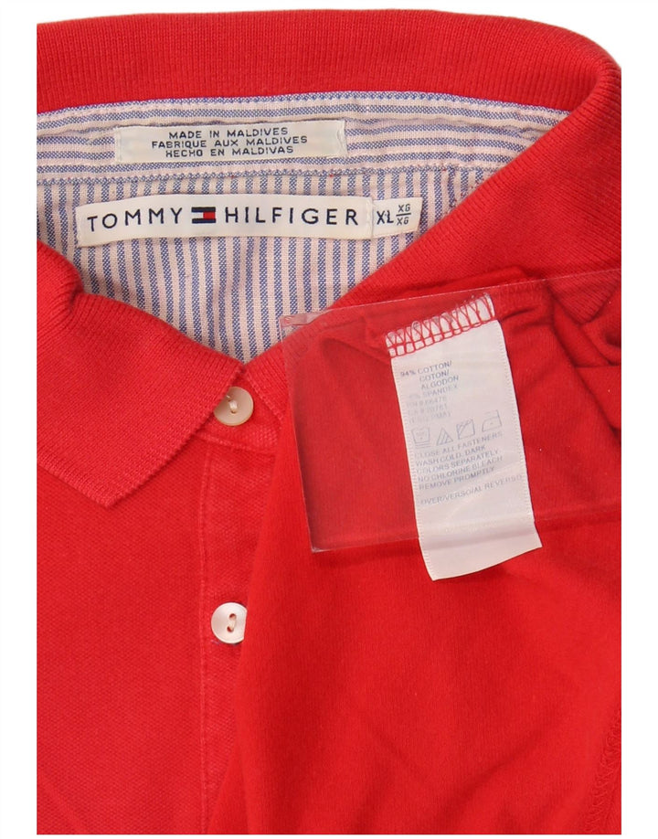 TOMMY HILFIGER Damen Poloshirt UK 18 XL Rote Baumwolle