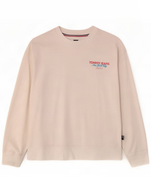 Tommy Hilfiger Damen Grafik-Sweatshirt-Pullover UK 14 Mittelweiße Baumwolle