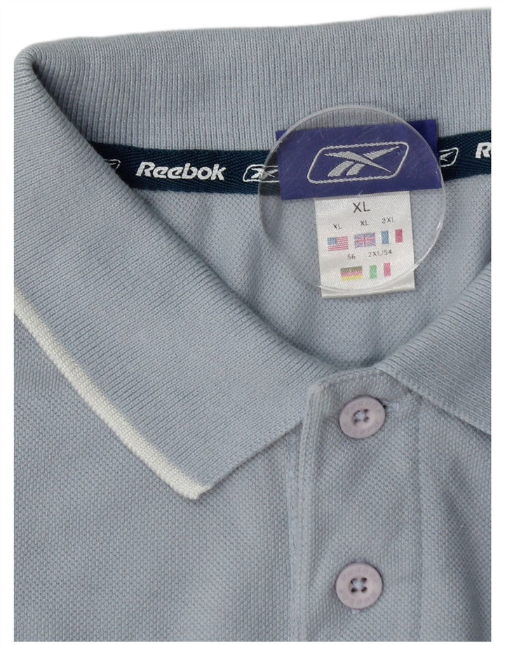 REEBOK Herren Poloshirt XL Blaue Baumwolle