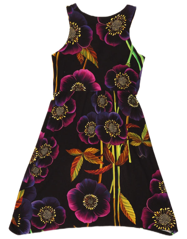 Desigual Womens Graphic Sundress UK 8 Small Schwarz geblümte Viskose