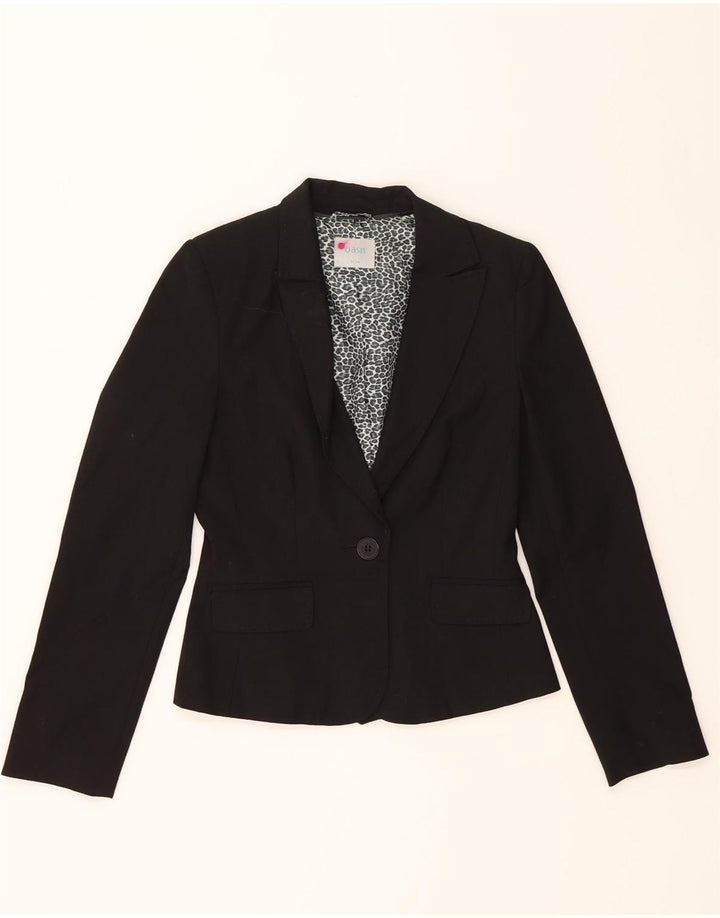 OASIS Womens 1 Button Blazer Jacket UK 8 Small  Black Polyester Vintage Oasis and Second-Hand Oasis from Messina Hembry 