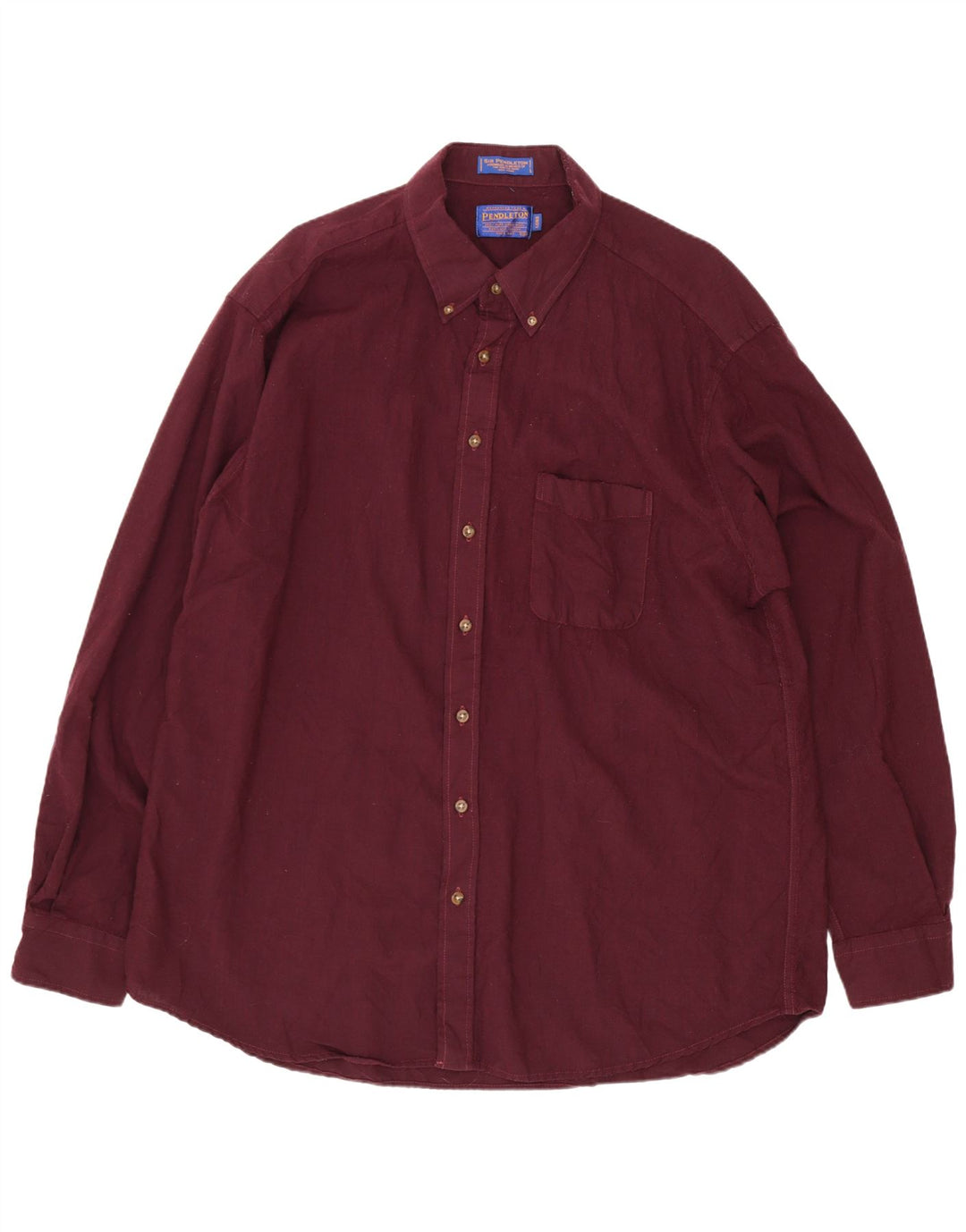 Pendleton Herren-Overshirt, langes Flanellhemd, 2XL, Burgunderrot, Wolle