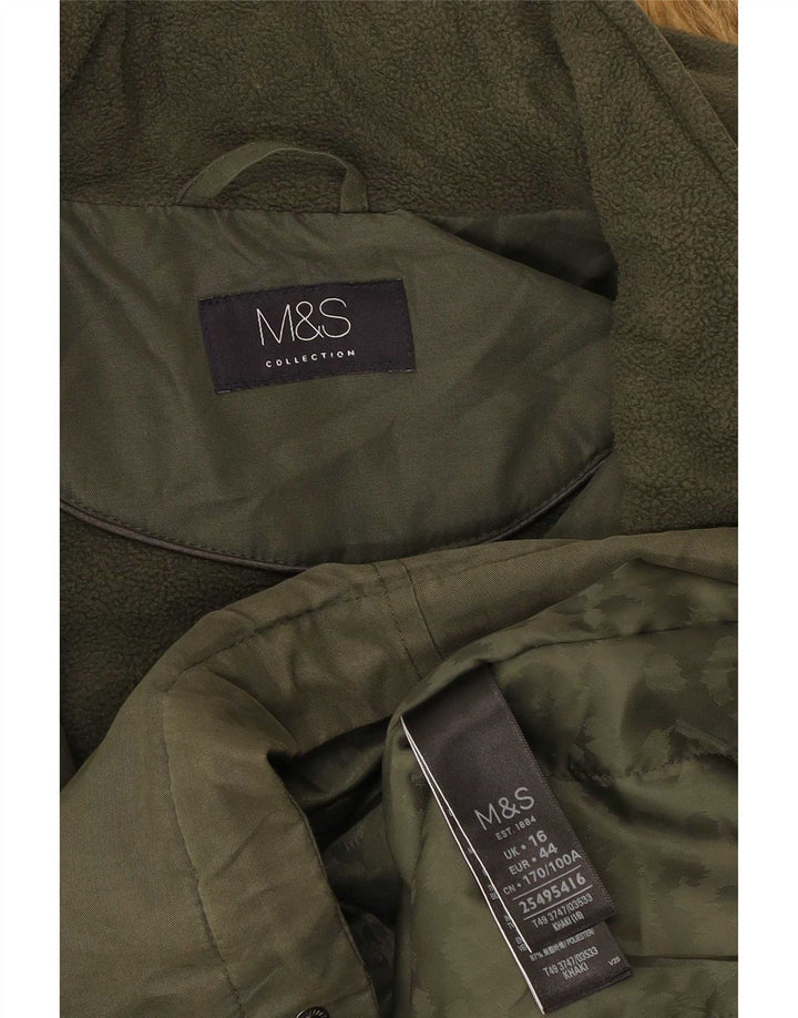 Marks & Spencer Damen-Parka mit Kapuze, UK 16, Größe L, Khaki, Polyester
