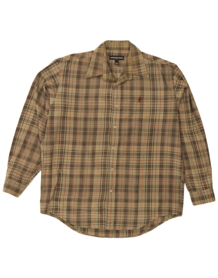 Marlboro Classics Herren-Flanellhemd, großes Khaki-Karomuster