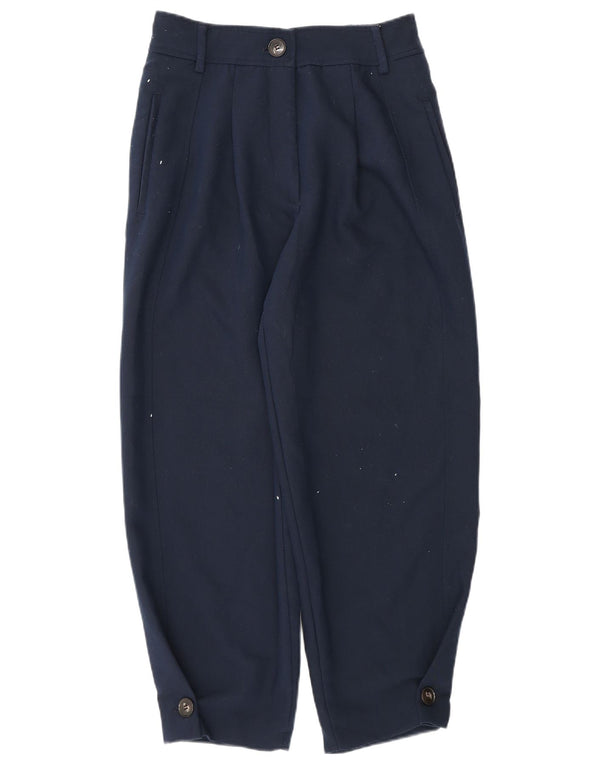 Zara Damen-Chinohose mit lockerer Passform, Größe S, W26, L25, Marineblau, Polyester