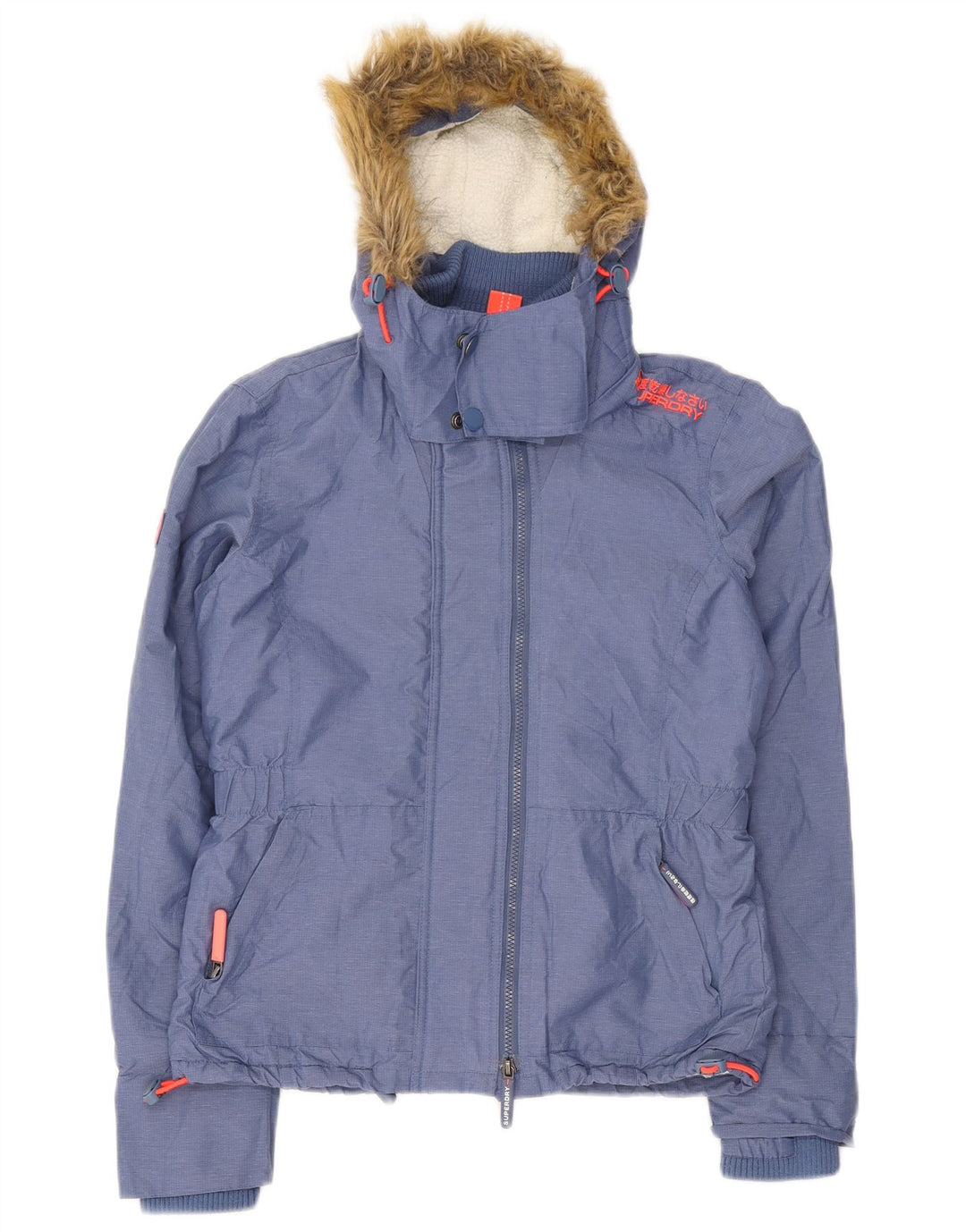 Superdry Sherpa-Windjacke mit Kapuze für Damen, UK 14, Mittelblau