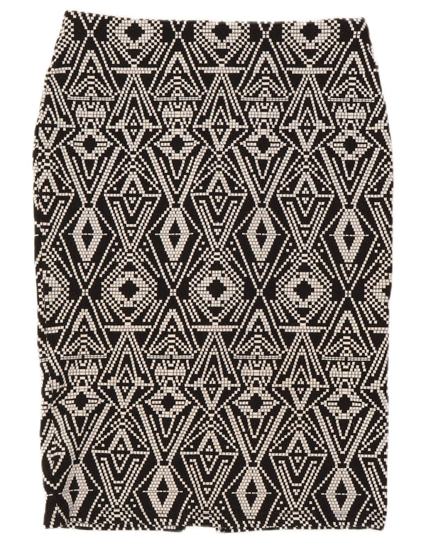 Marks & Spencer Damen Bleistiftrock UK 12 Medium W30 Schwarz Geometrisch