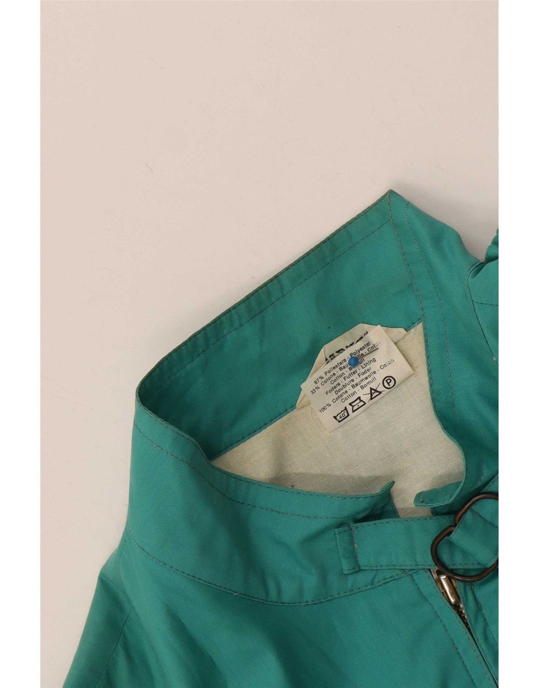 Vintage Damen Bomberjacke UK 12 Medium Türkis Colourblock Polyester