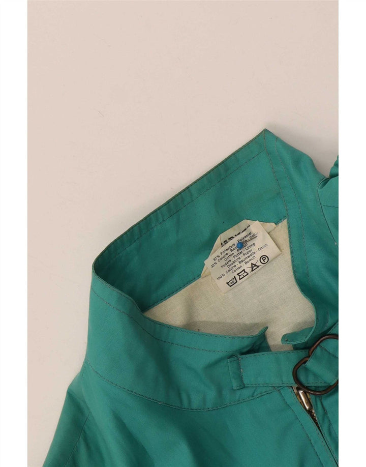 Vintage Damen Bomberjacke UK 12 Medium Türkis Colourblock Polyester
