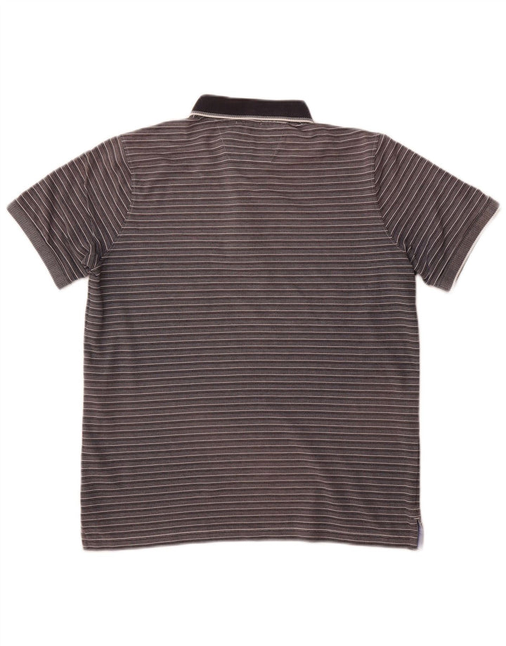 DANIEL HECHTER Herren-Poloshirt, pflegeleicht, groß, grau gestreift, Baumwolle