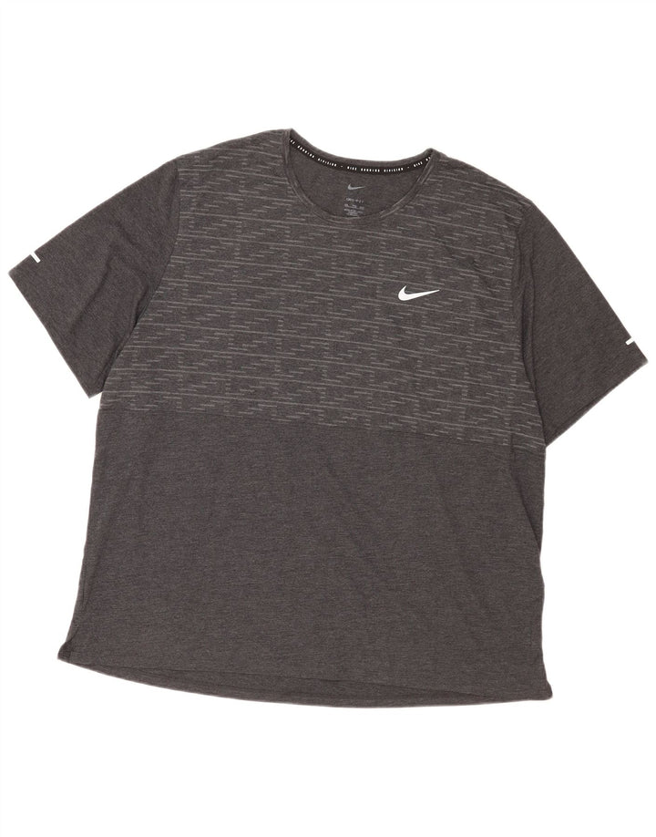 Nike Herren Dri Fit T-Shirt Top 2XL Grau Geometrisch Polyester