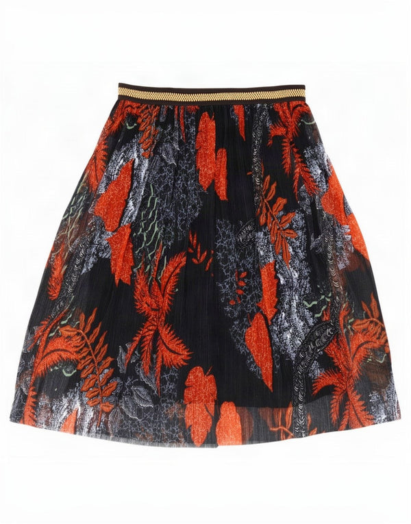 Desigual Damen A-Linienrock XL W36 Schwarz geblümtes Polyester