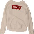LEVI'S Womens Graphic Sweatshirt Jumper UK 14 Medium White Cotton Vintage Levi's and Second-Hand Levi's from Messina Hembry 