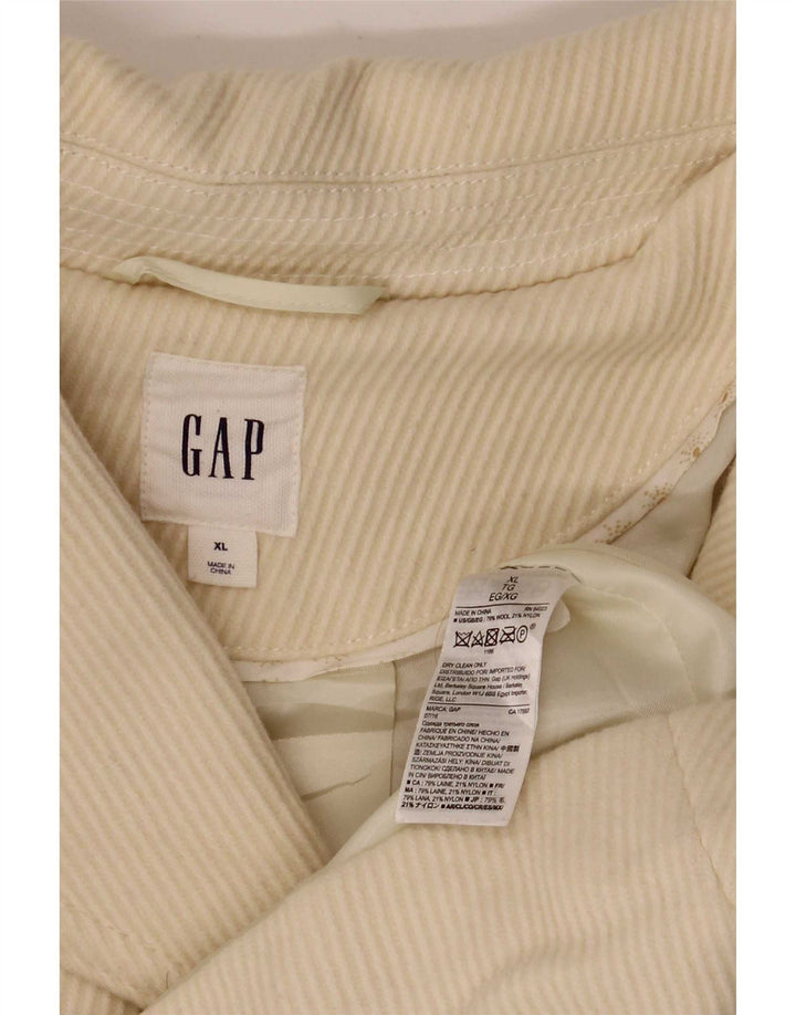 Gap Damen Pea Coat UK 18 XL weiß gestreifte Wolle