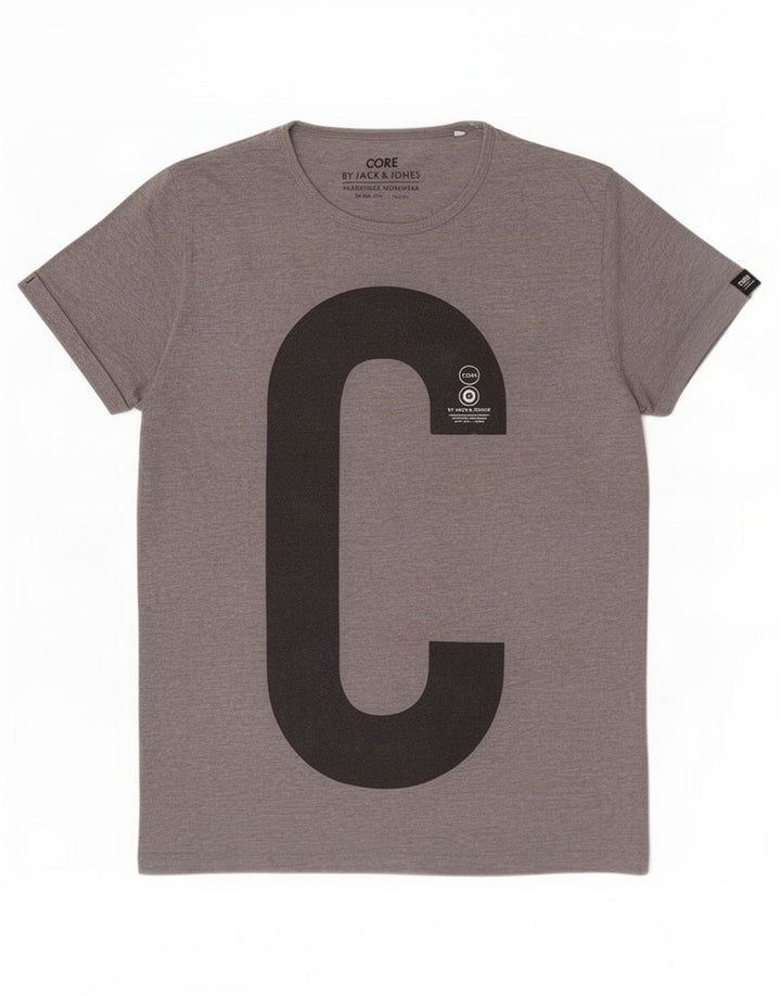 Jack & Jones Herren Core Graphic T-Shirt Top Large Grau Polyester