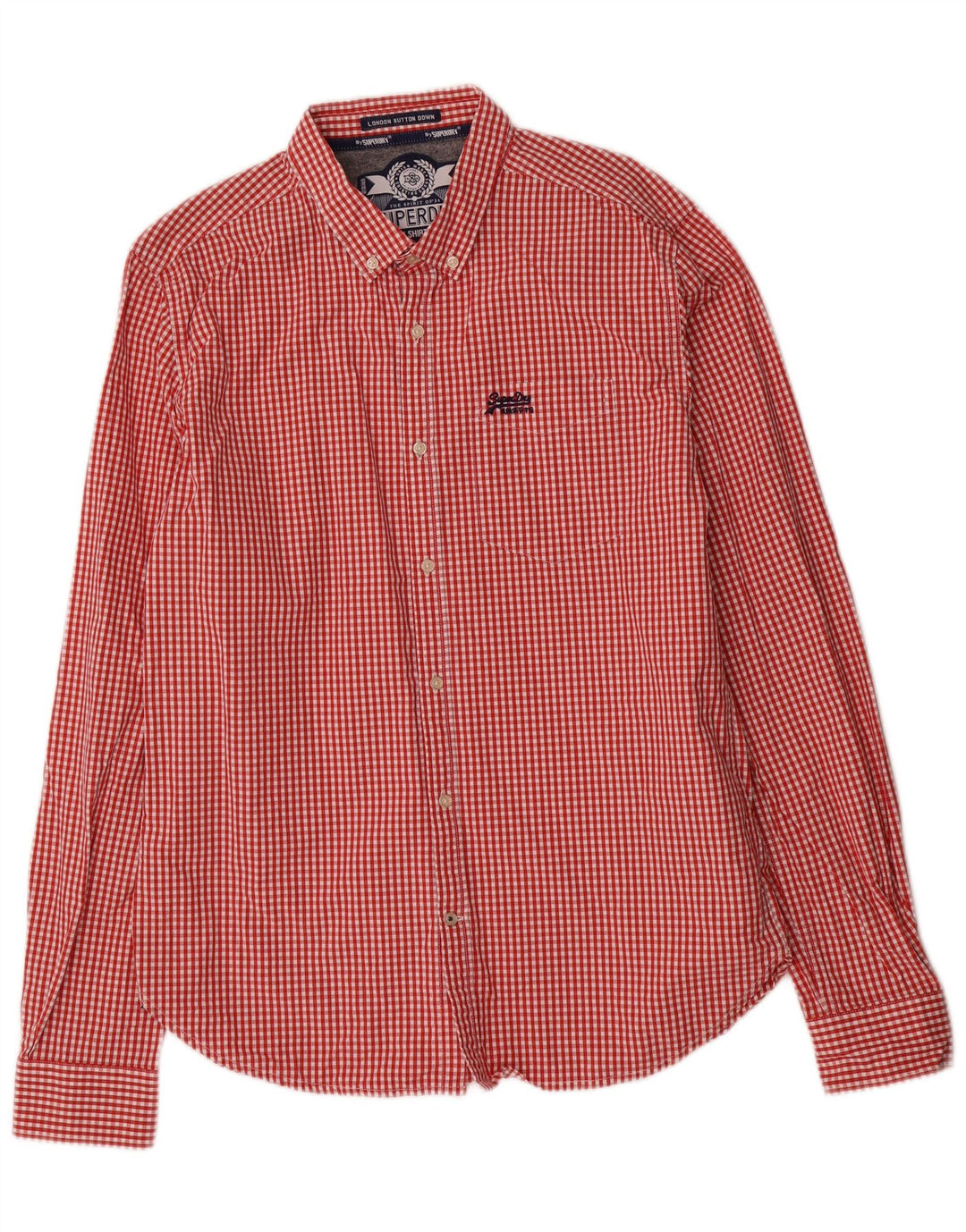 Superdry Herren-Hemd XL aus roter Gingham-Baumwolle