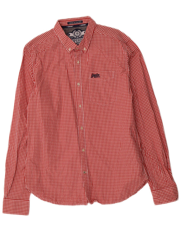 Superdry Herren-Hemd XL aus roter Gingham-Baumwolle