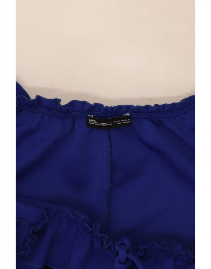 Zara Damen-Kleid mit Rüschen, schulterfrei, Größe 44, Blau