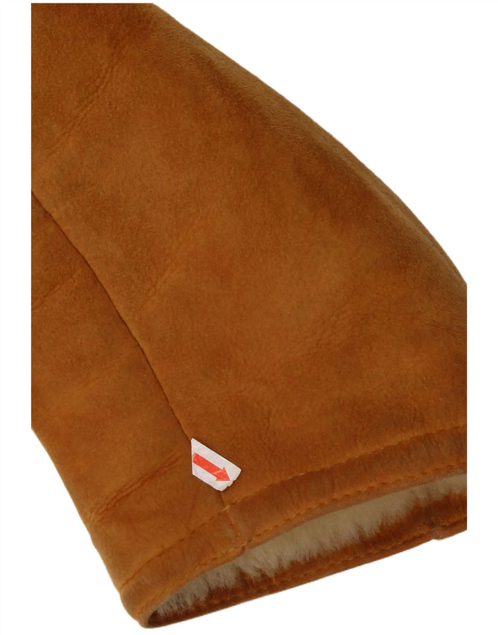 Vintage Damen Lammfelljacke mit Kapuze EU 44 XL Beige Lammfell