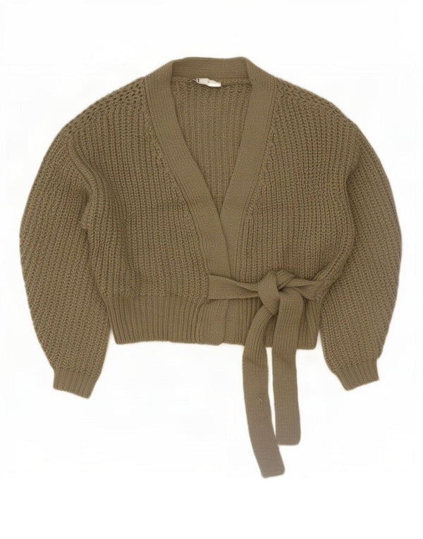 Übergroßer Crop-Wickel-Cardigan von Zara für Damen, Gr. 14, mittleres Khaki-Acryl