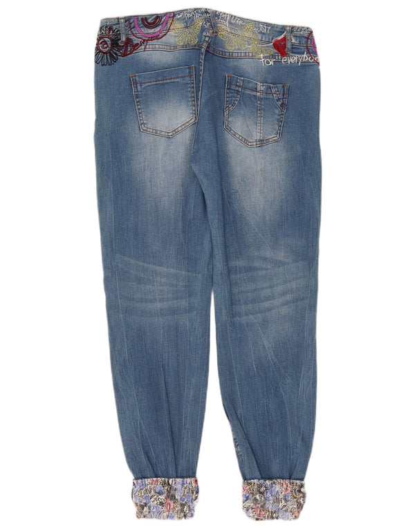 Desigual Damen Graphic Joggers Slim Jeans W34 L30 Blaue Baumwolle