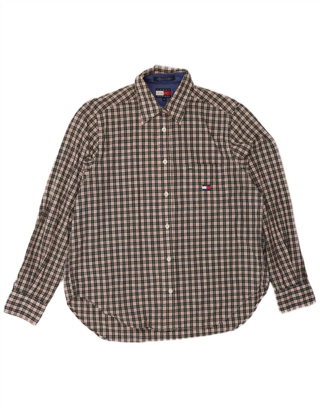 TOMMY HILFIGER Damen Hemd US 8 mittelgrau karierte Baumwolle