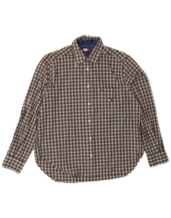 TOMMY HILFIGER Damen Hemd US 8 mittelgrau karierte Baumwolle