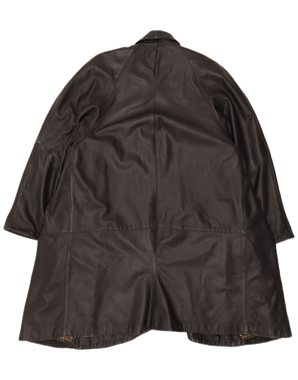 Vintage Damen Loose Fit Lederjacke UK 16 Large Schwarz