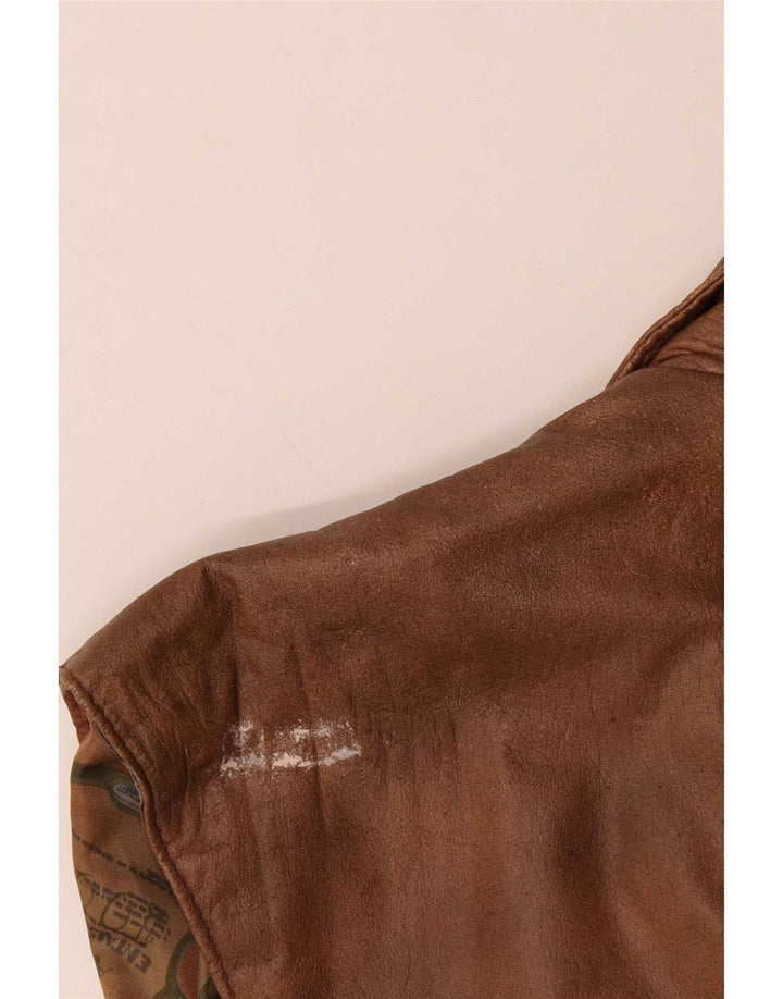 Vintage Herren Lederweste UK 40 Large Braun