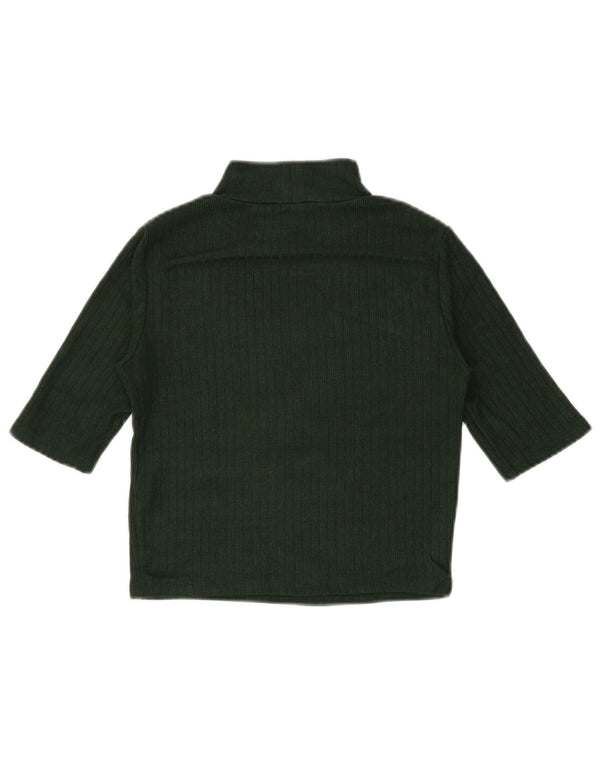 Zara Damen Crop T-Shirt Top UK 8 Small Grüne Viskose