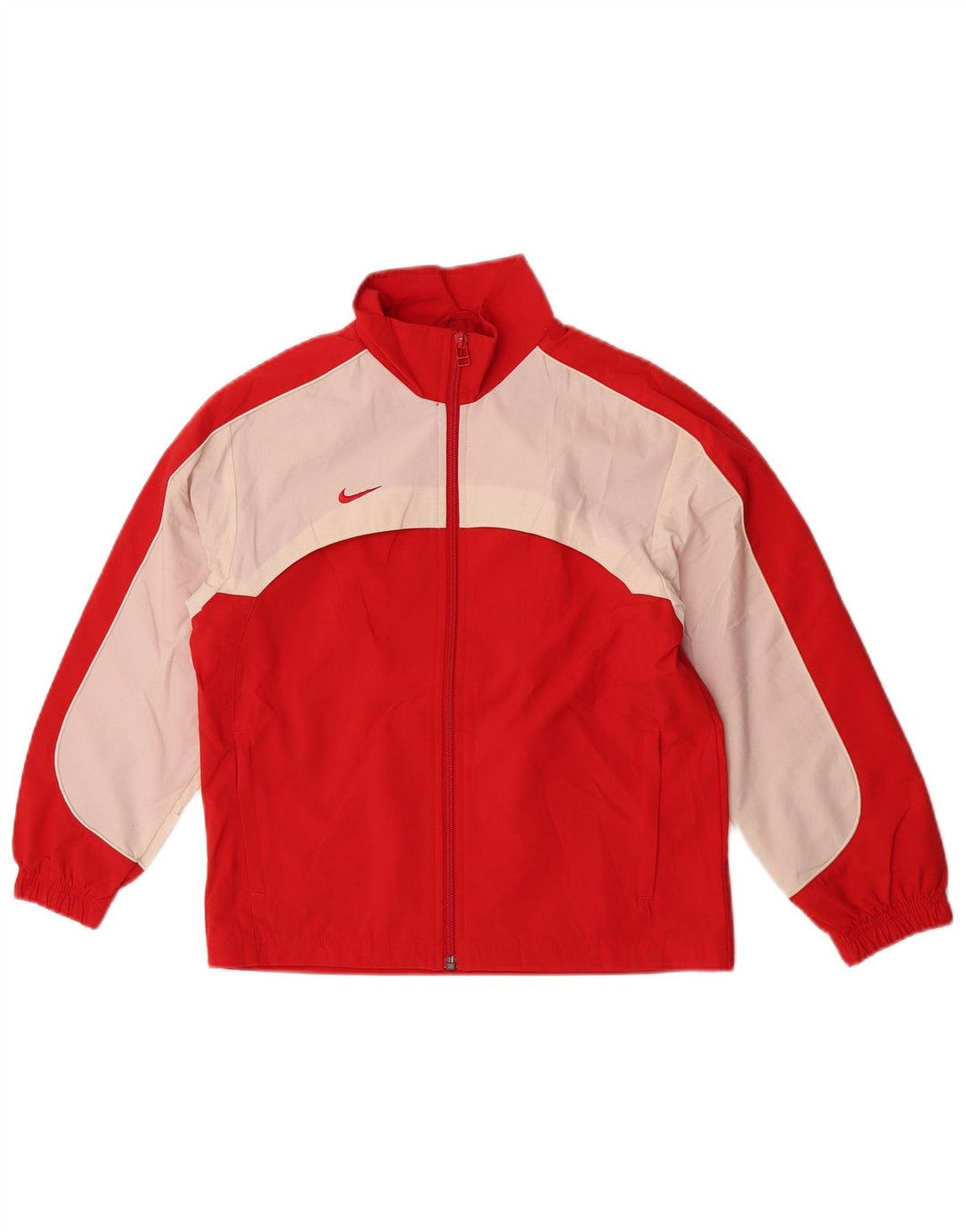 Nike Jungen-Trainingsanzug-Top-Jacke, 7–8 Jahre, rotes Farbblock-Polyester