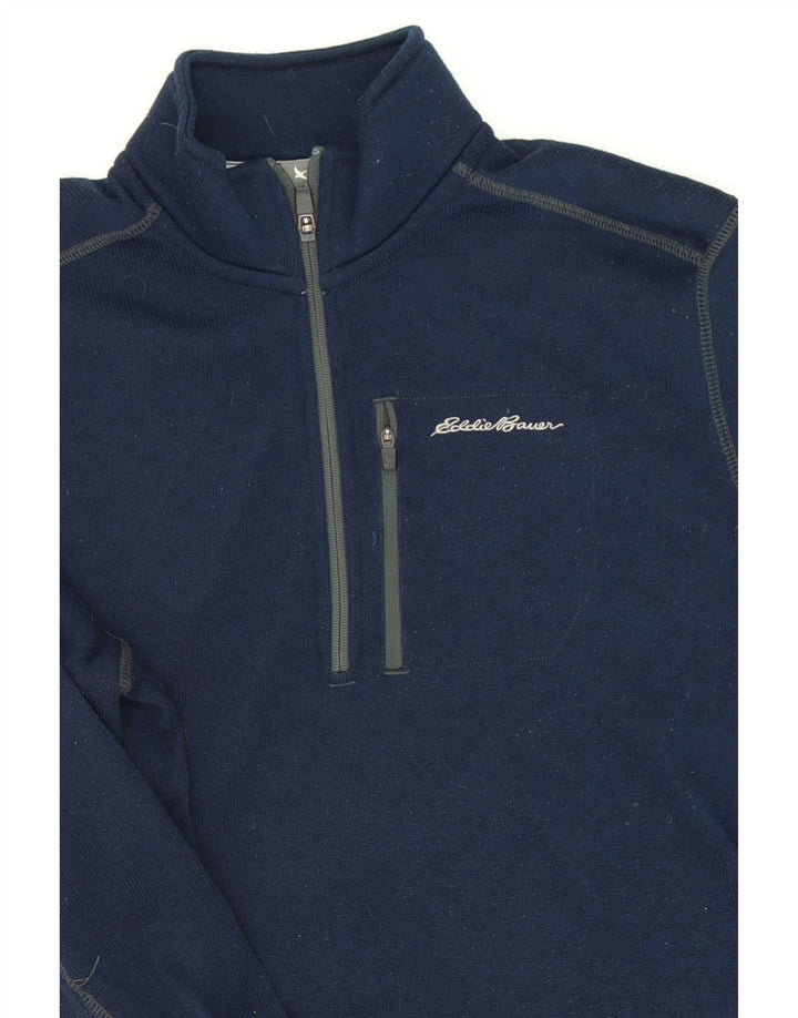 EDDIE BAUER Mens Zip Neck Sweatshirt Jumper Large Navy Blue Polyester Vintage Eddie Bauer and Second-Hand Eddie Bauer from Messina Hembry 