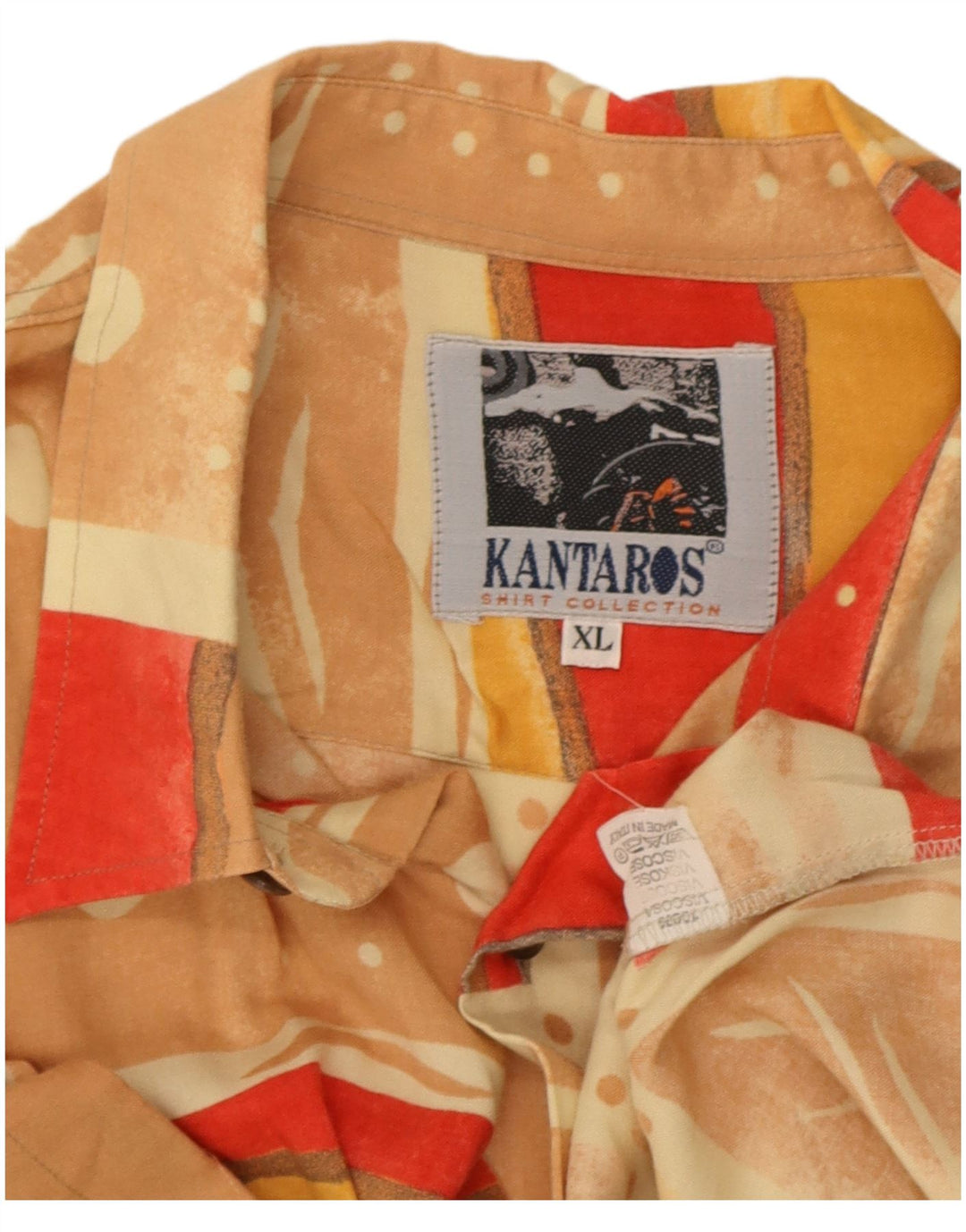 Kantaros Herren Kurzarmhemd XL Mehrfarbig Patchwork Viskose