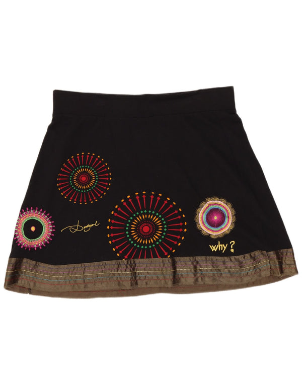 Desigual Damen Minirock XL W36 Schwarz Geometrisch