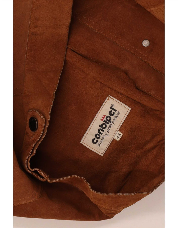 Conbipel Herren-Bomberjacke aus Wildleder, IT 48, mittelbraunes Leder, klassisch