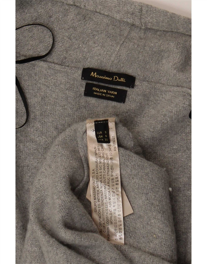 Massimo Dutti Damen Longline Open Cardigan Pullover UK 10 Small Graue Wolle