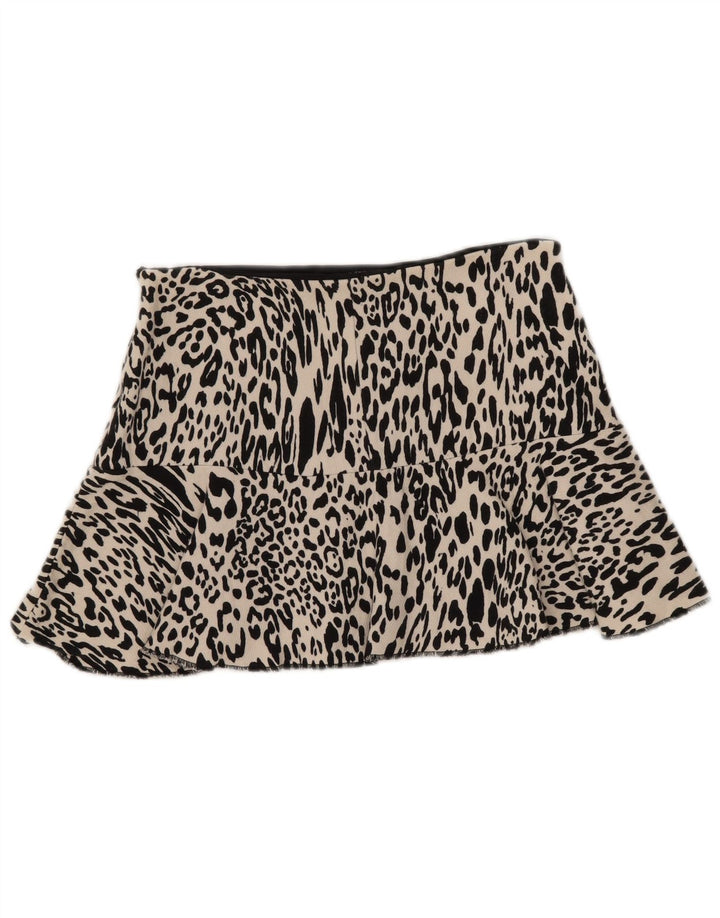 Zara Damen Minirock Medium W28 Off White Animal Print
