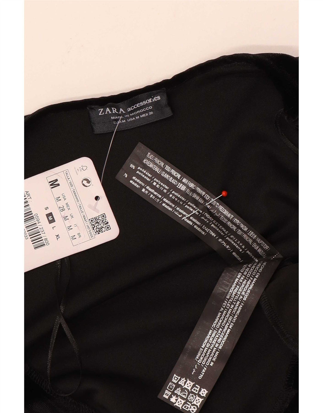 Langärmliger Velours-Body von Zara für Damen, UK 12, Mittelschwarz, Farbblock