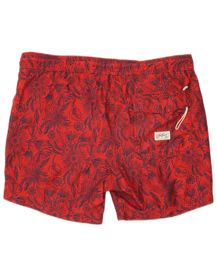 FAT FACE Herren-Badeshorts, groß, rotes Blumenmuster