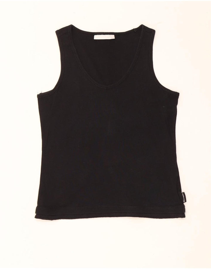 CHAMPION Damen Crop Vest Top UK 12 Mittelschwarze Baumwolle