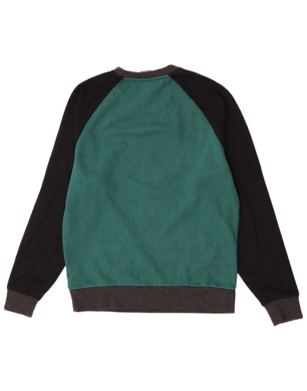 Dkny Womens Graphic Sweatshirt Pullover UK 14 Mittelgrüne Colourblock-Baumwolle