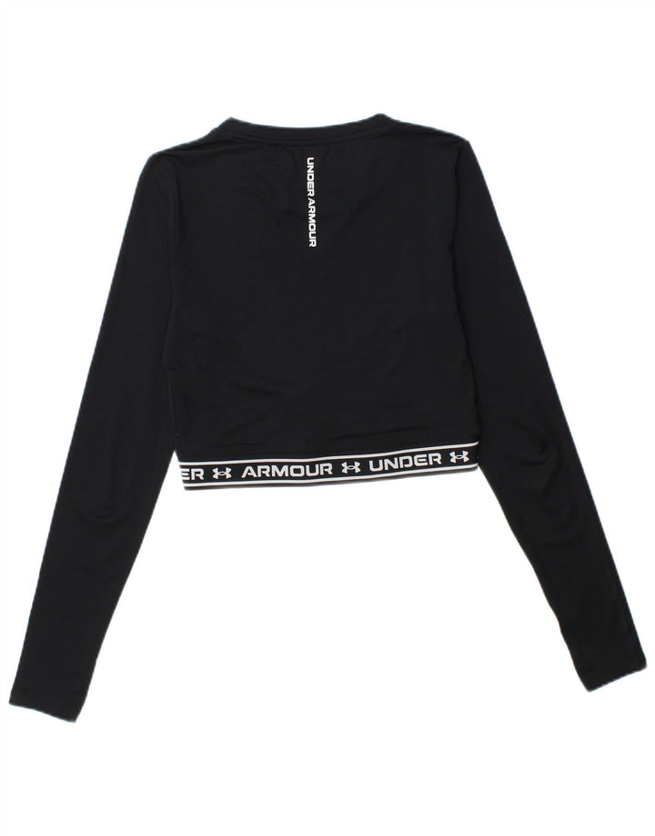 Under Armour Damen Crop Graphic Top Langarm UK 10 Small Schwarz
