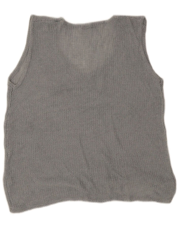 Zara Damen Übergroßes Weste-Tanktop UK 14 Mittelgraues Acryl