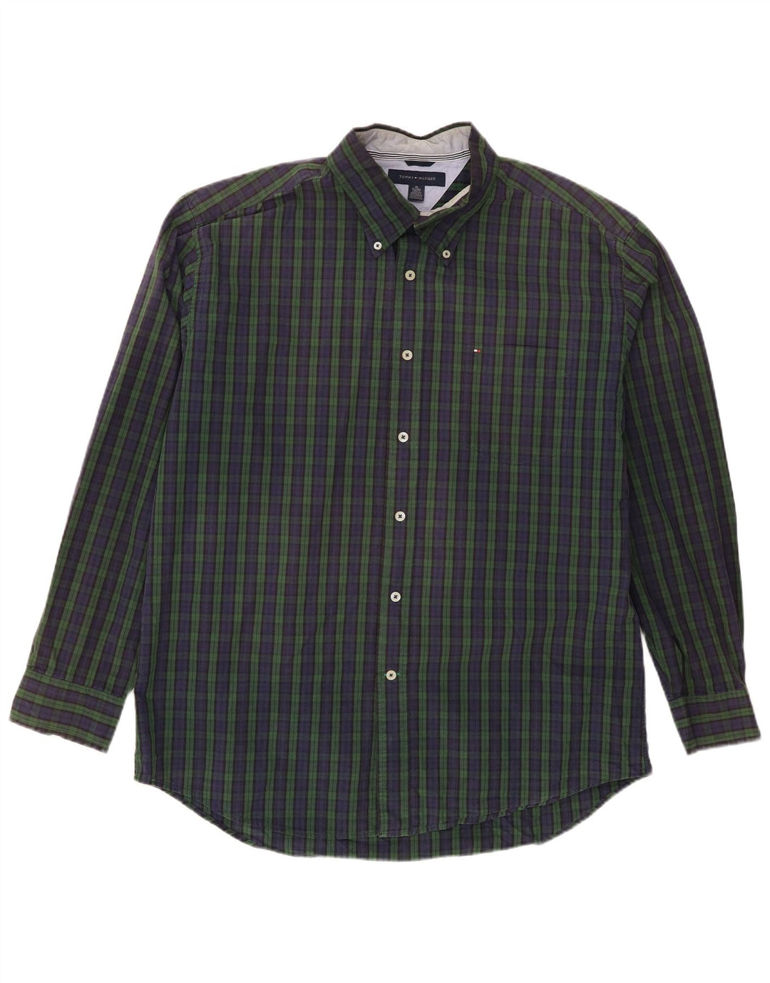 Tommy Hilfiger Herrenhemd XL, marineblau, kariert, Baumwolle