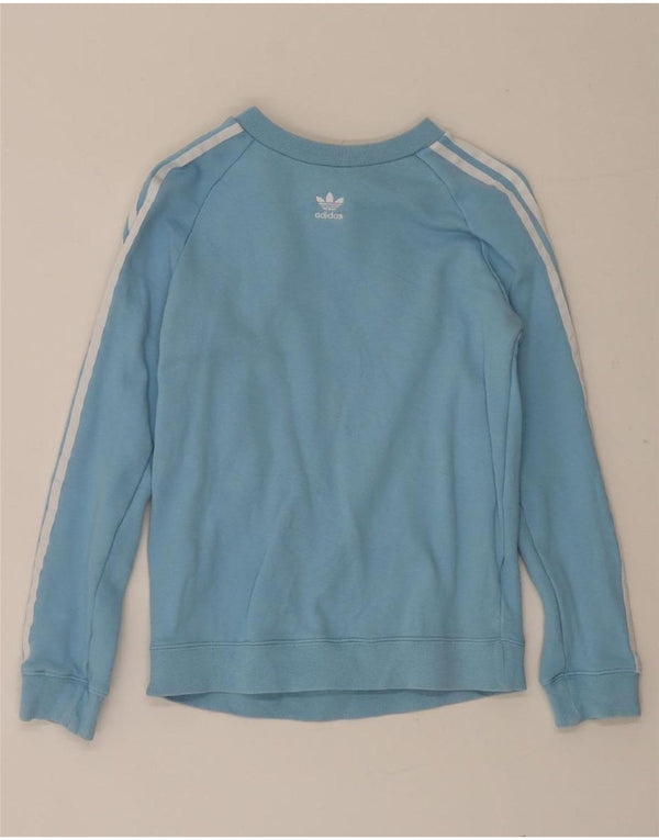 Adidas Damen Sweatshirt Pullover UK 8 Small Blau Baumwolle Sport