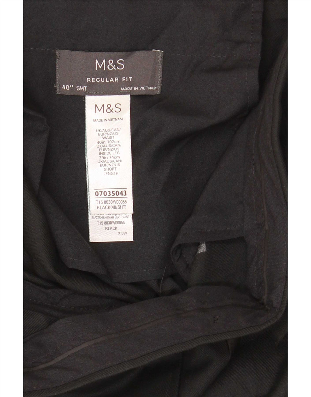 Marks & Spencer Herren-Anzughose in normaler Passform, W40, L29, Schwarz, Polyester